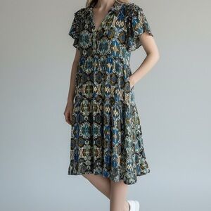 Umgee Floral Print V-Neck Dress